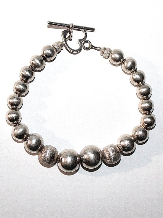 Jewelry - Sterling Silver Graduated Bead Bracelet 8 Inches 16 Grams